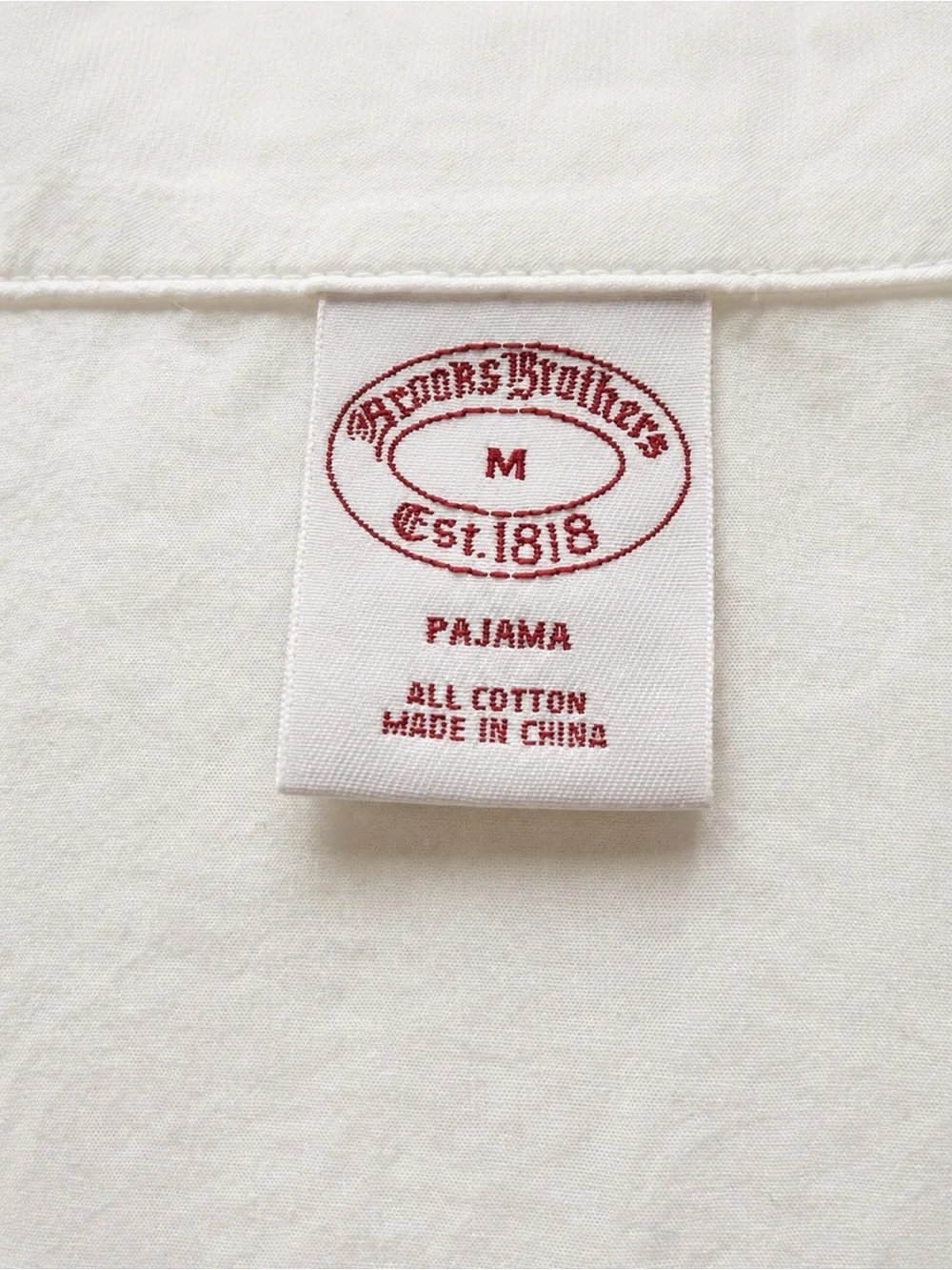 Brooks Brothers White Cotton Pajama Set Pink Piping M